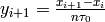 y_{i+1} = \frac{x_{i+1} - x_i}{n\tau_0}