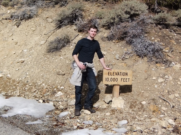 Image of luke maud in surrounding hills of the CARMA array