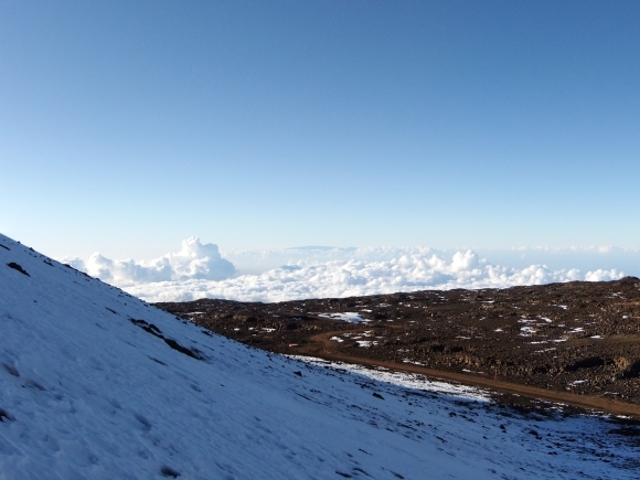 First image in a panorama of the SMA array atop mauna kea Hawaii
